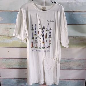 White Graphic T-Shirt with Lighthouse Design